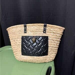 Elegant Black and Tan Woven Tote Bag